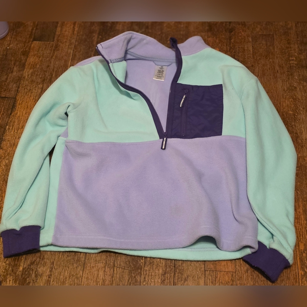 Colorblock Lavender & Mint Quarter-Zip Pullover